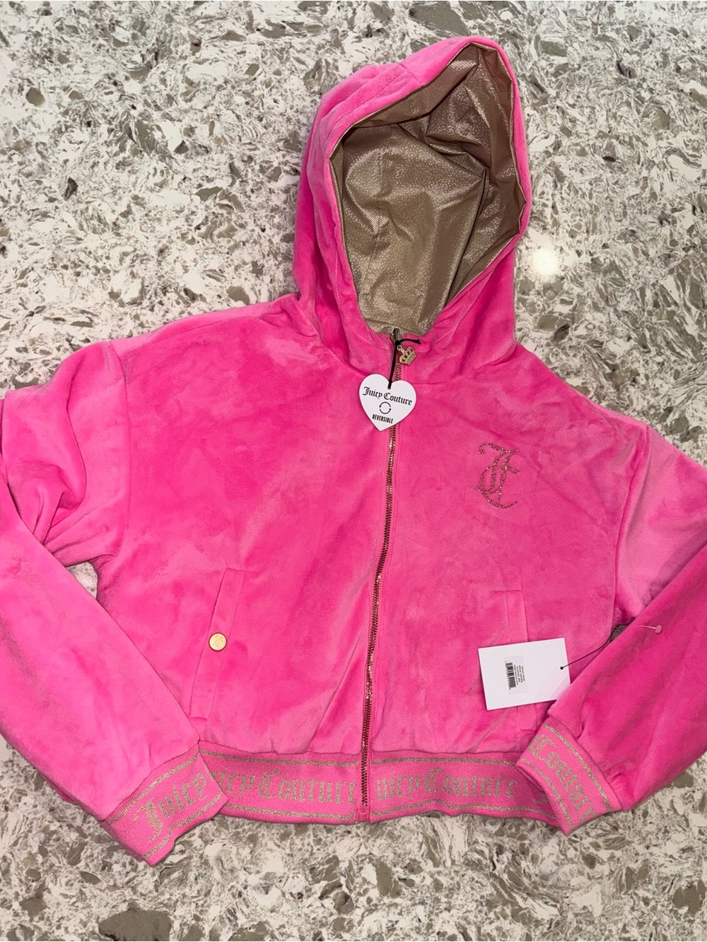 Juicy Couture Hot Pink Velour Hooded Zip Jacket